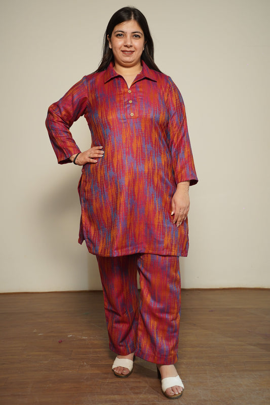 Magenta Spectrum Woollen Co-ord Set