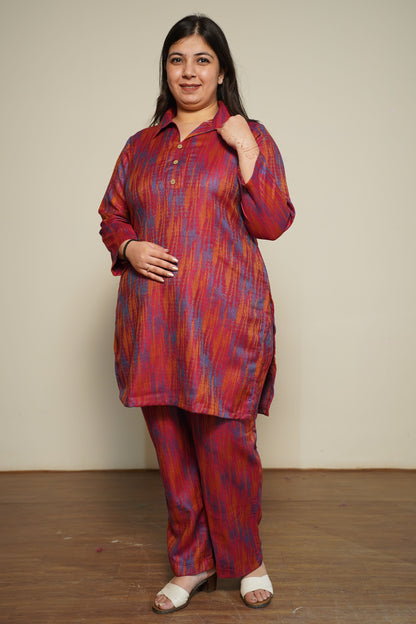 Magenta Spectrum Woollen Co-ord Set