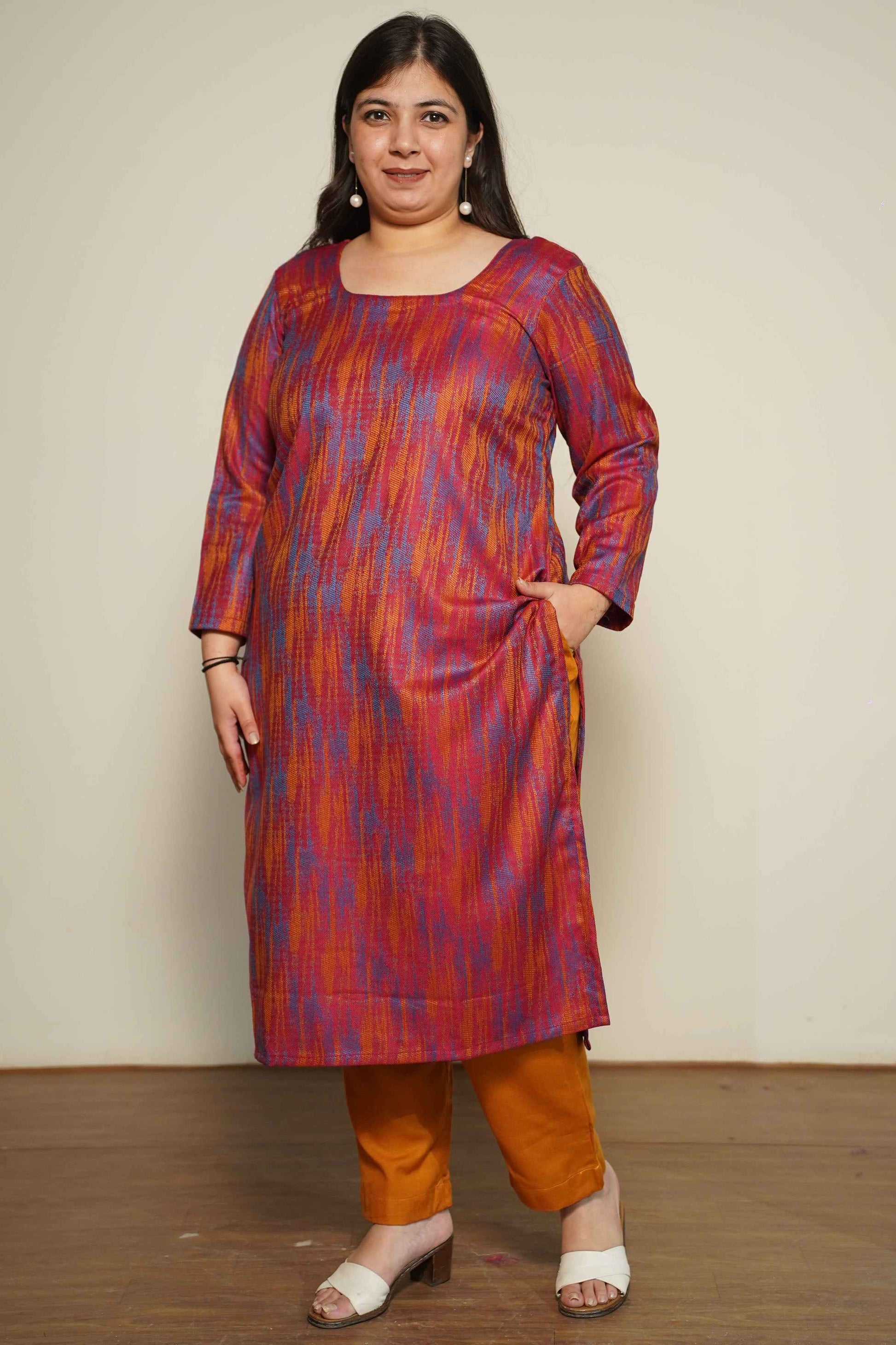Magenta Spectrum Woollen Kurta Set