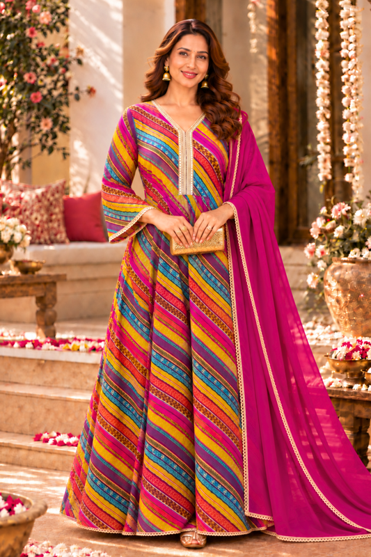Jewel Carnival Foiled Anarkali Dress