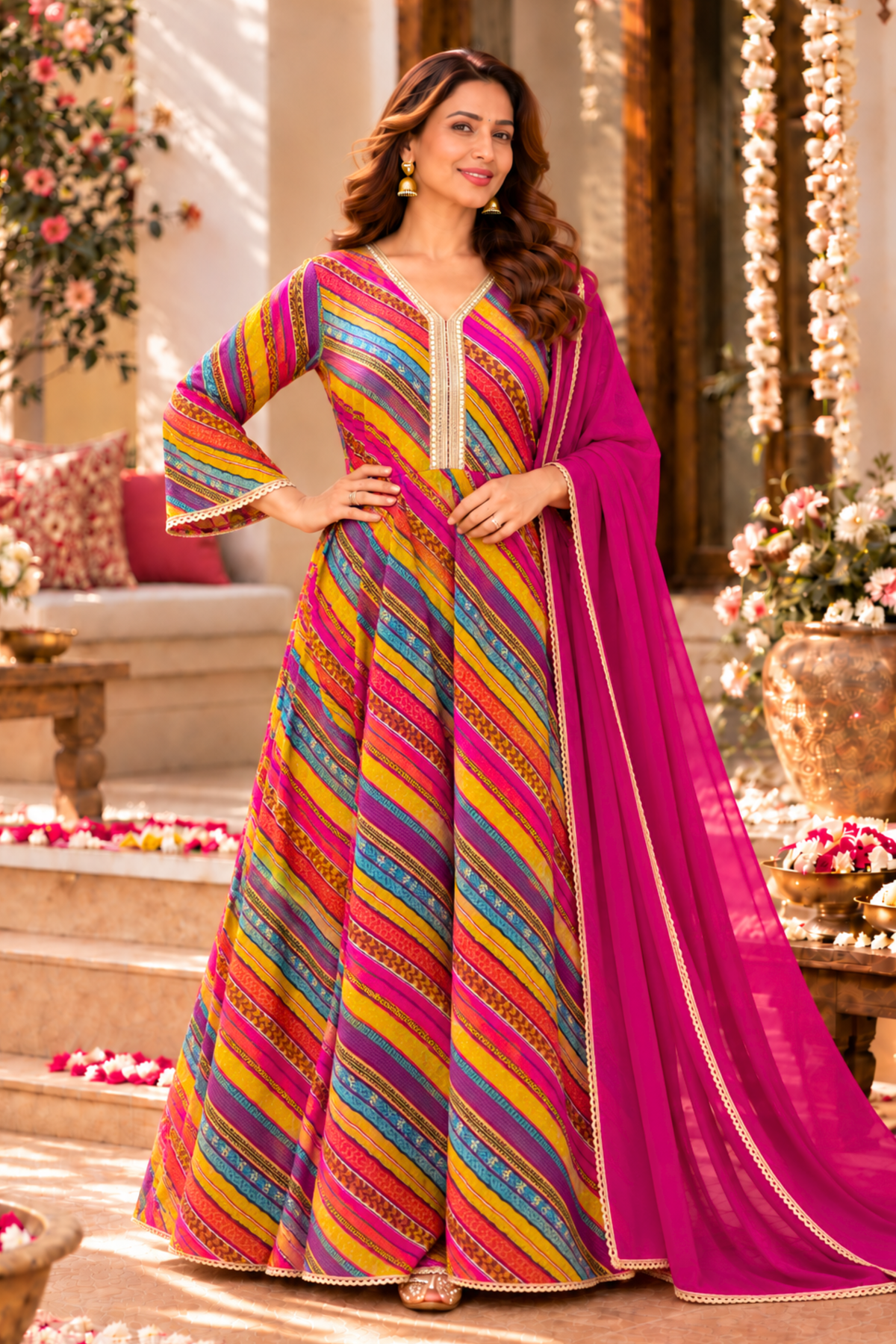 Jewel Carnival Foiled Anarkali Dress