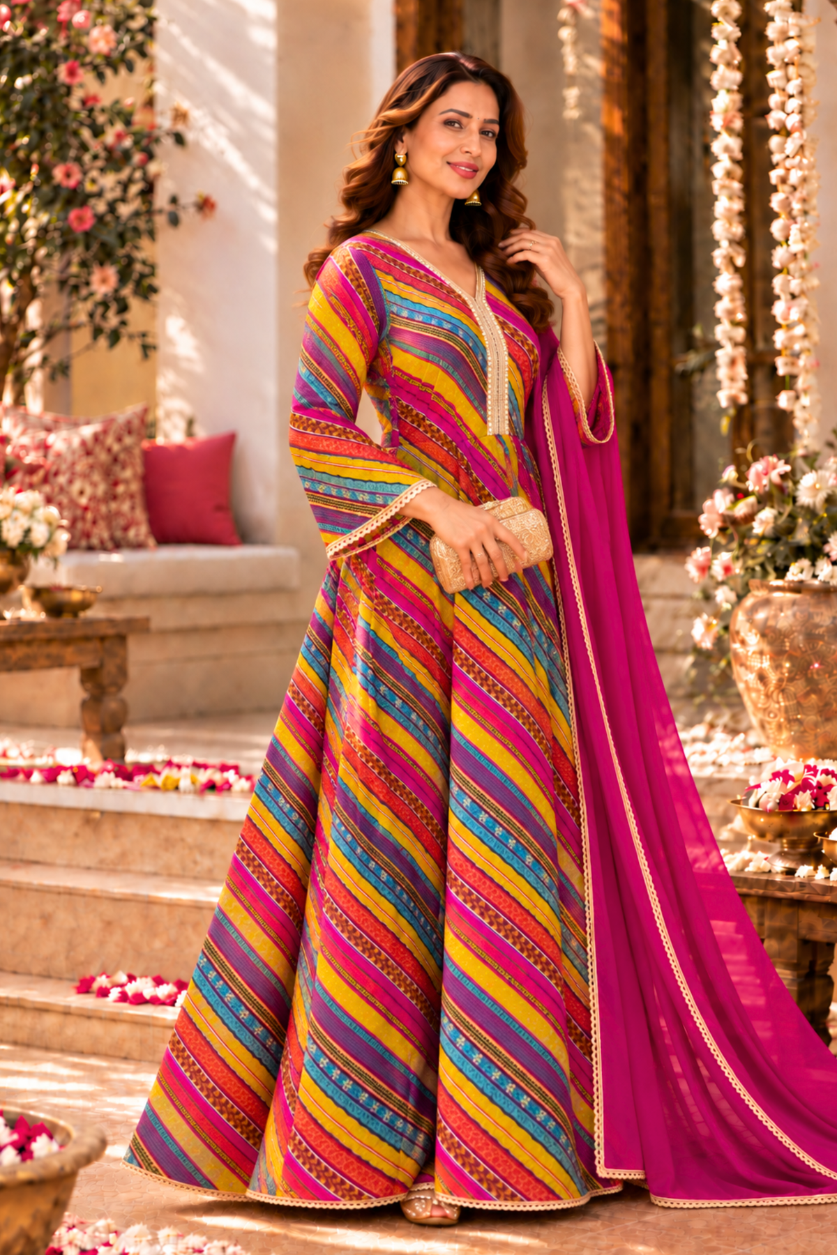 Jewel Carnival Foiled Anarkali Dress