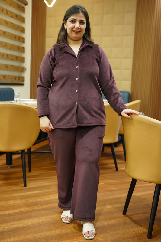 Mahogany Brown Velvet Co-ord Set