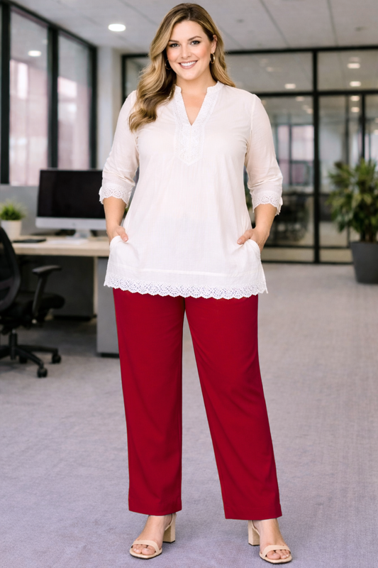 Maroon Anti Wrinkle Kurti Pants