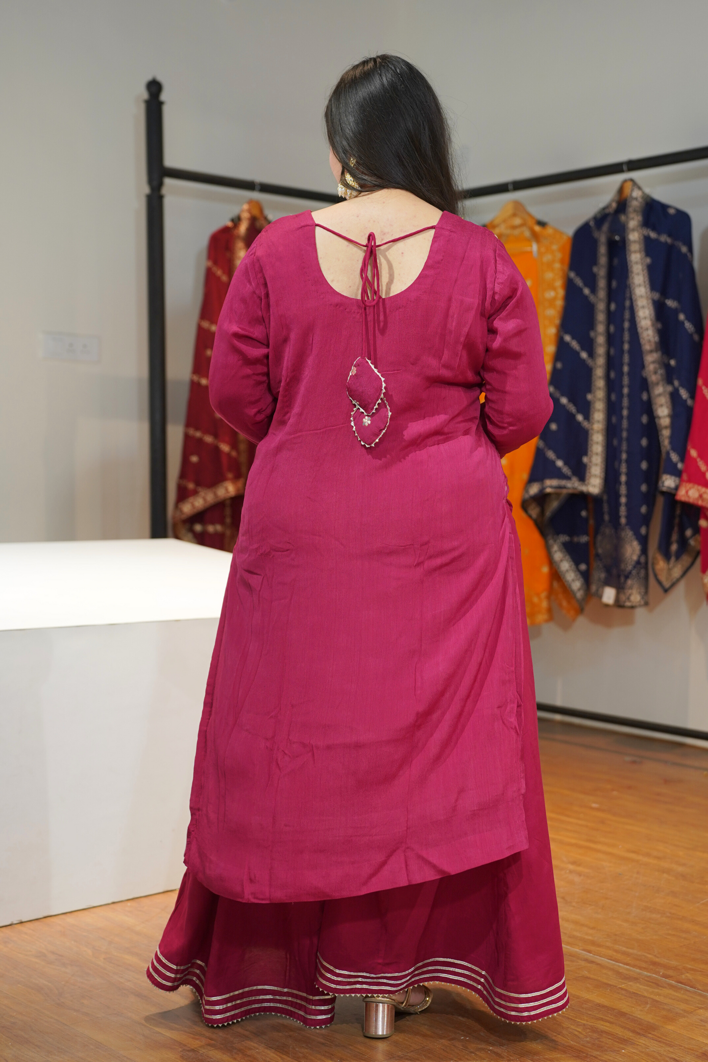 Gulnaar Scarlet Chinon Sharara Suit