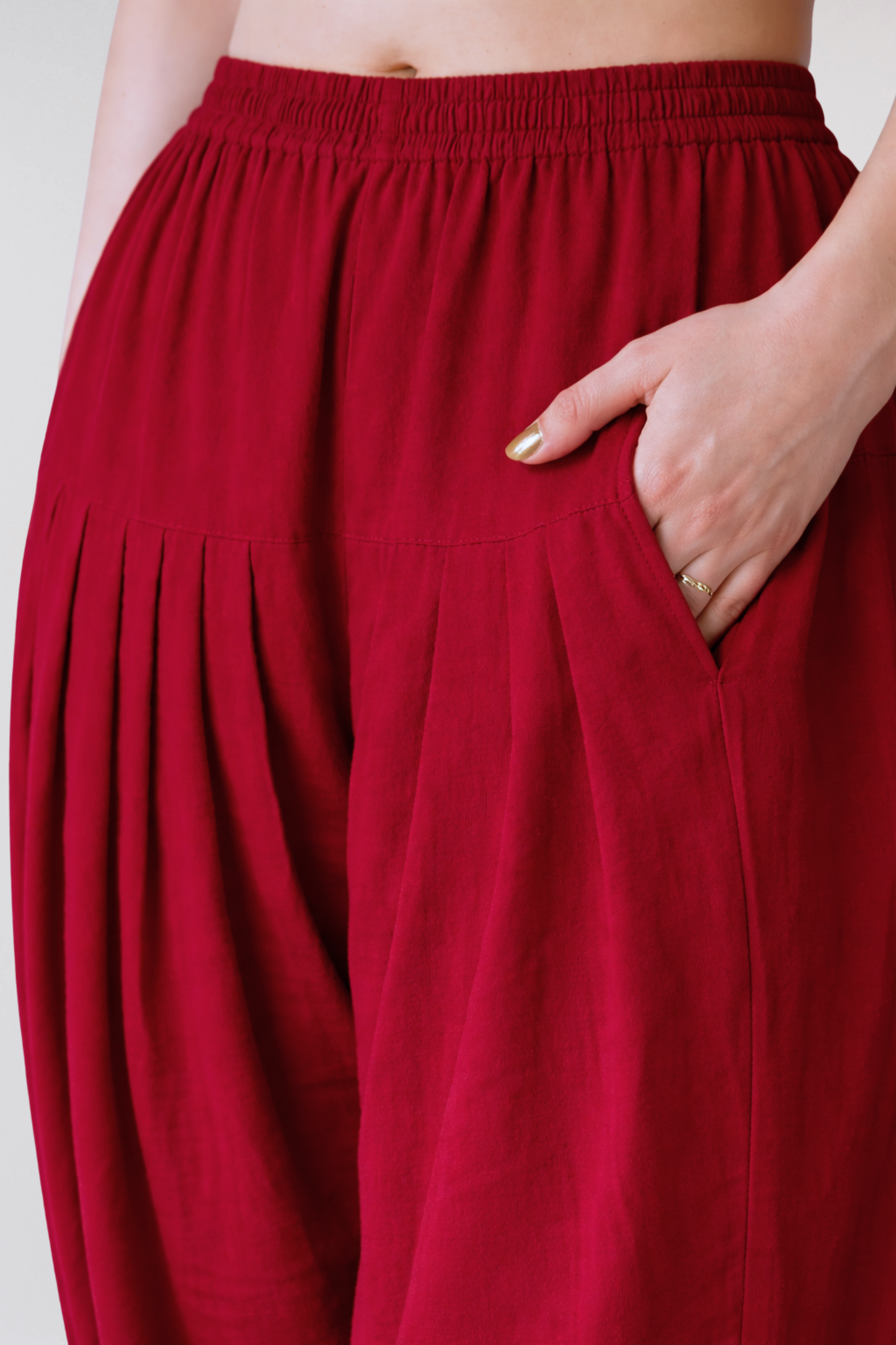 Maroon Anti Wrinkle Pleated Salwar