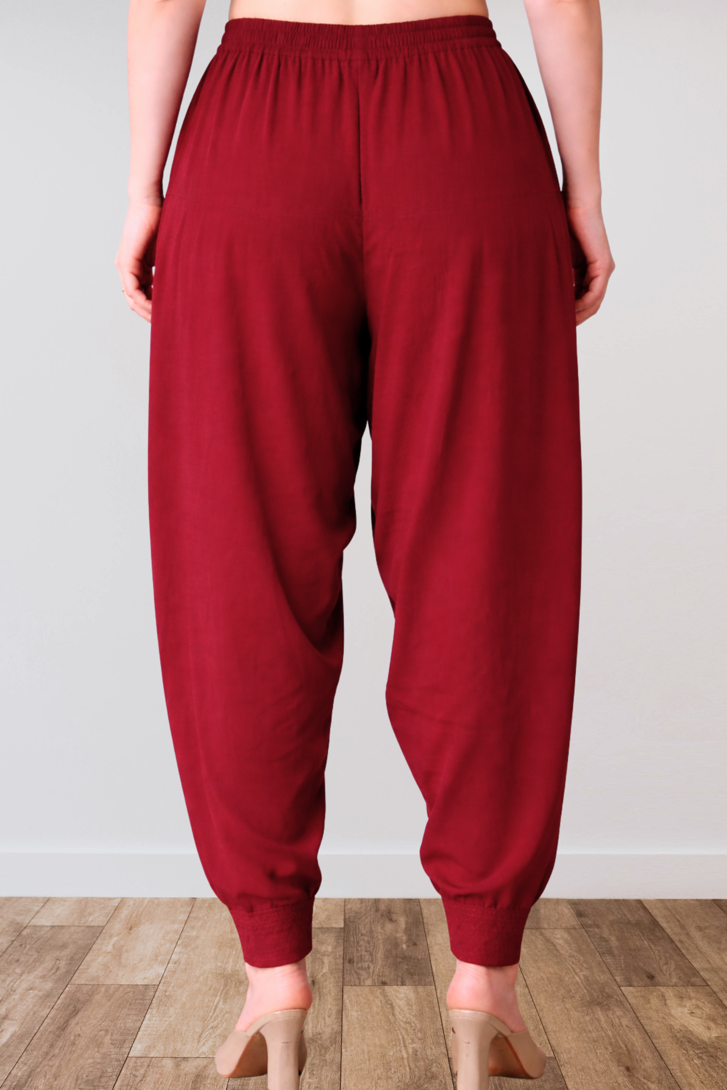 Maroon Anti Wrinkle Pleated Salwar