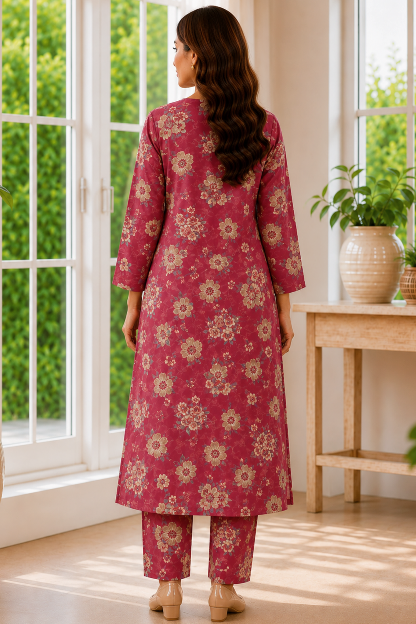 Wild Magnolia Foiled Cotton Kurta Set