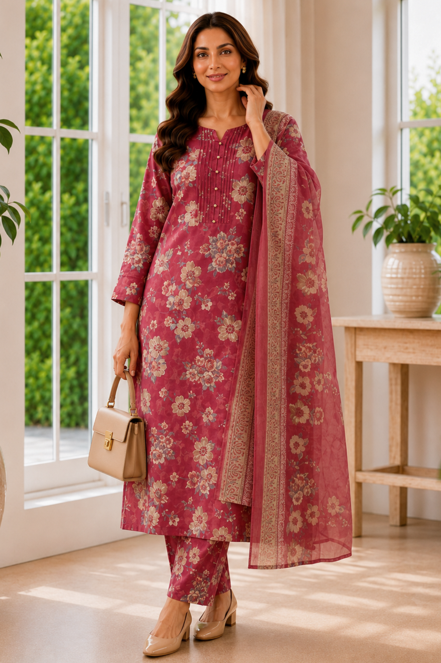Wild Magnolia Foiled Cotton Kurta Set