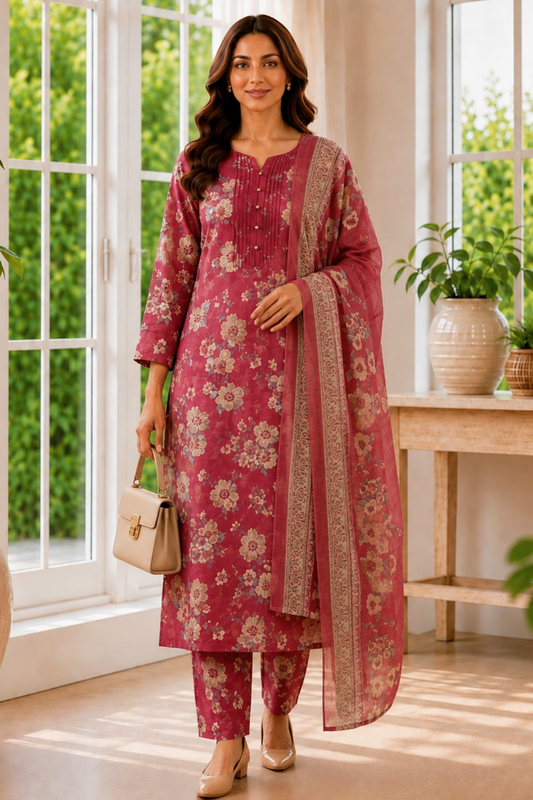 Wild Magnolia Foiled Cotton Kurta With Pants