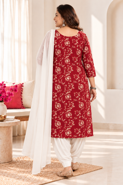 Crimson Rose Foiled Suit Set