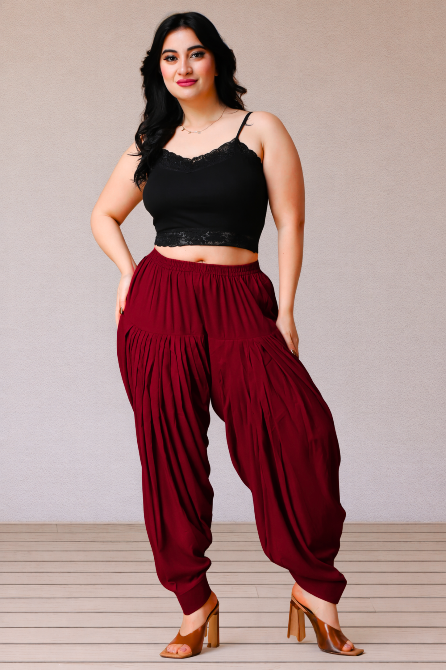 Maroon Rayon Patiala Salwar