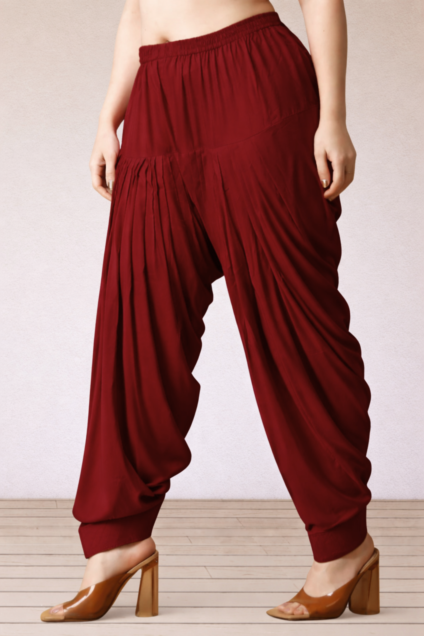 Maroon Rayon Patiala Salwar