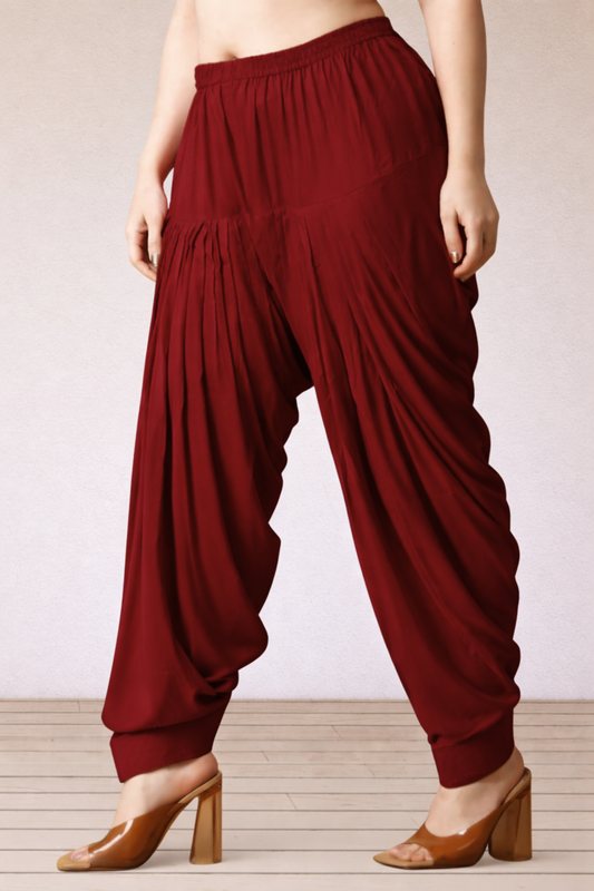 Maroon Rayon Patiala Salwar