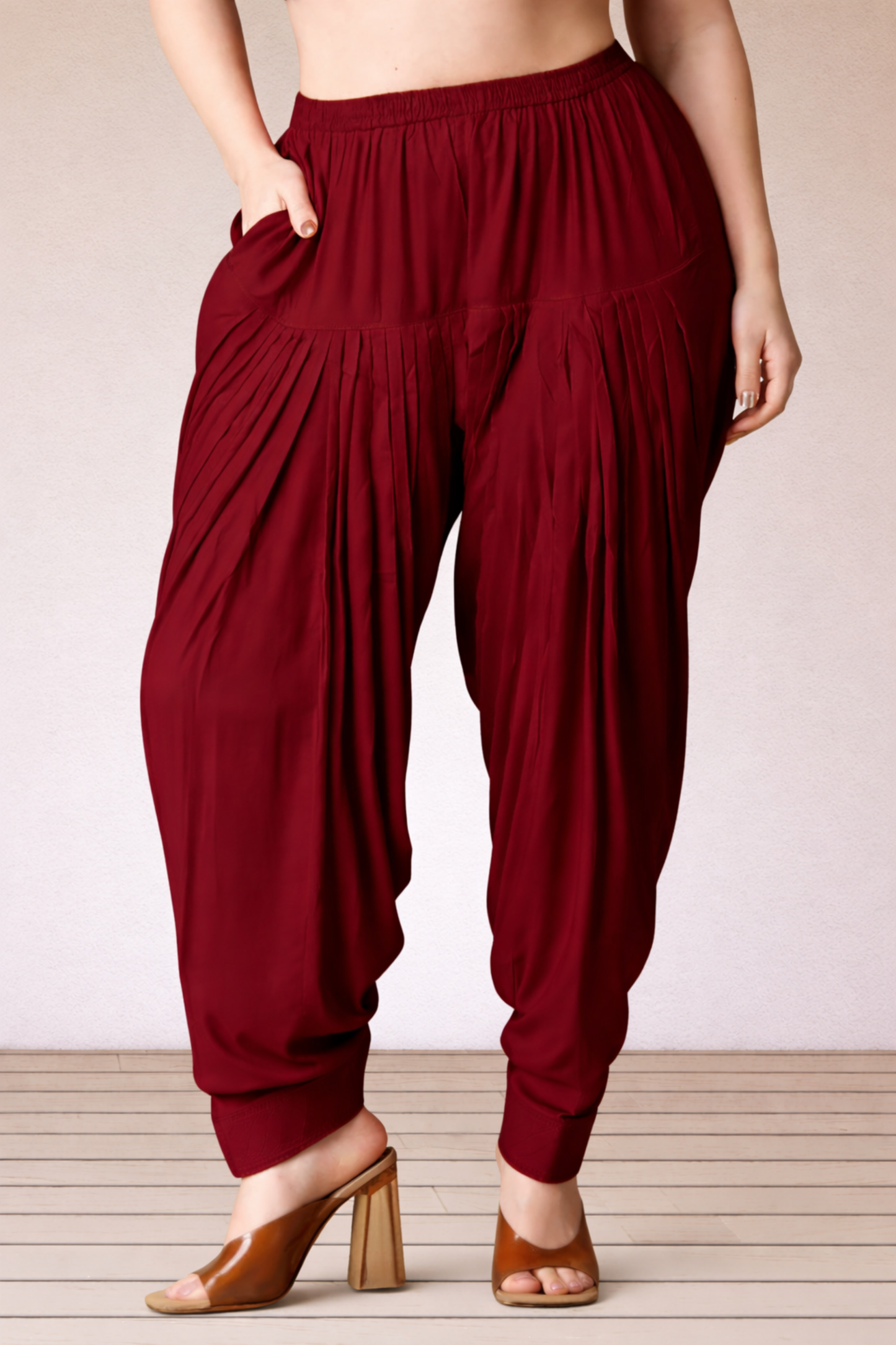Maroon Rayon Patiala Salwar