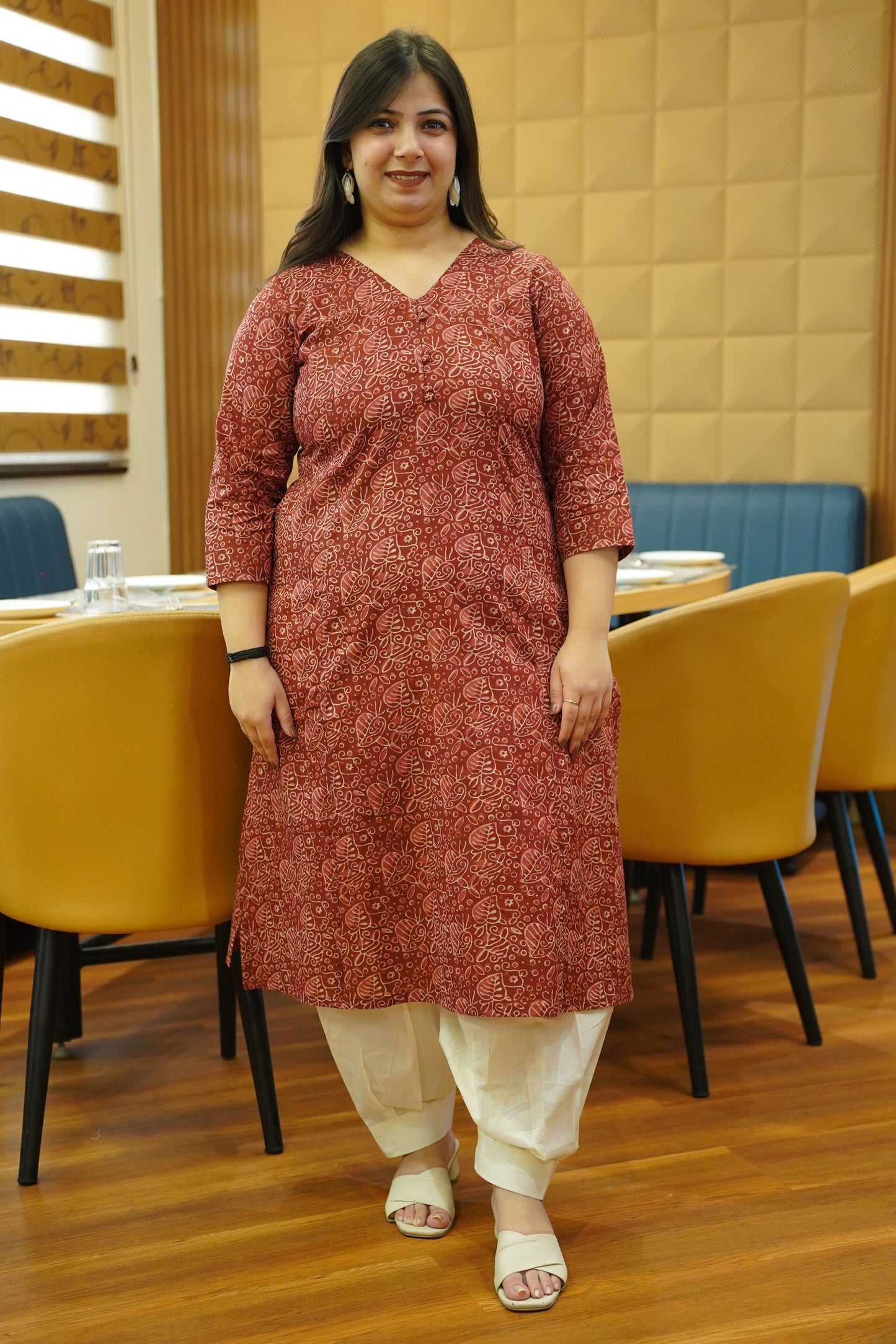 Maroon Ruby Bagru Cotton Kali Kurta