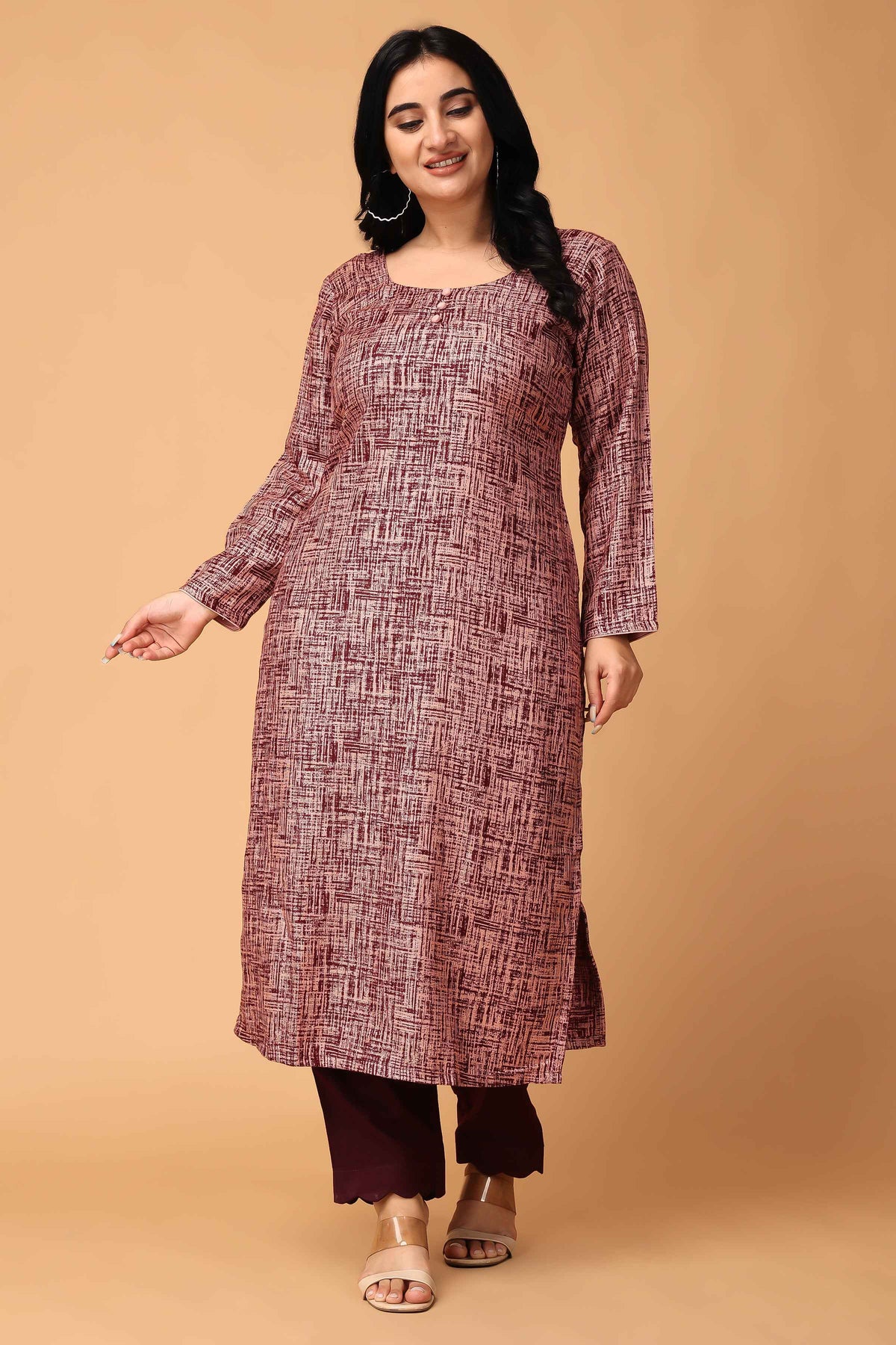 Buy Plus Size ​Merlot Embrace Woollen Kurta Set At Apella | Sizes XS to 10 XL | India | Free Delivery | Customized