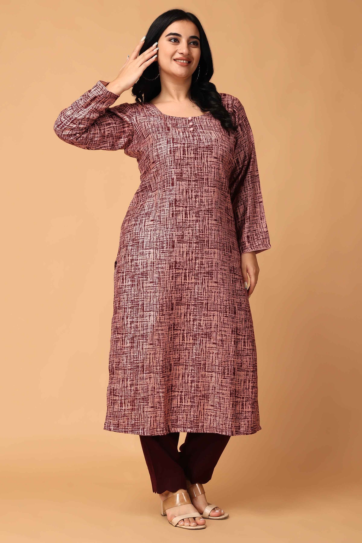 Buy Plus Size ​Merlot Embrace Woollen Kurta Set At Apella | Sizes XS to 10 XL | India | Free Delivery | Customized