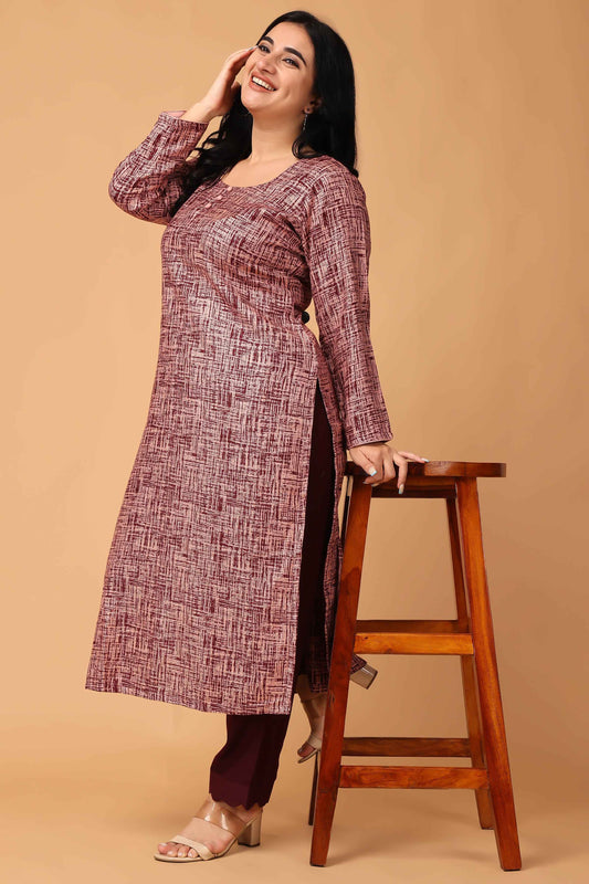 Buy Plus Size ​Merlot Embrace Woollen Kurta Set At Apella | Sizes XS to 10 XL | India | Free Delivery | Customized