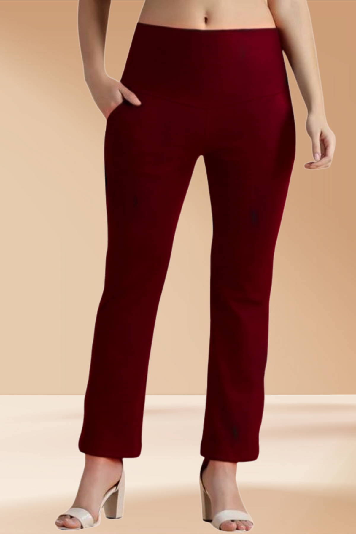 Buy Plus Size ​Maroon Tummy Tucker Pants At Apella | Sizes XS to 10 XL | India | Free Delivery | Customized