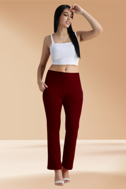 Buy Plus Size ​Maroon Tummy Tucker Pants At Apella | Sizes XS to 10 XL | India | Free Delivery | Customized