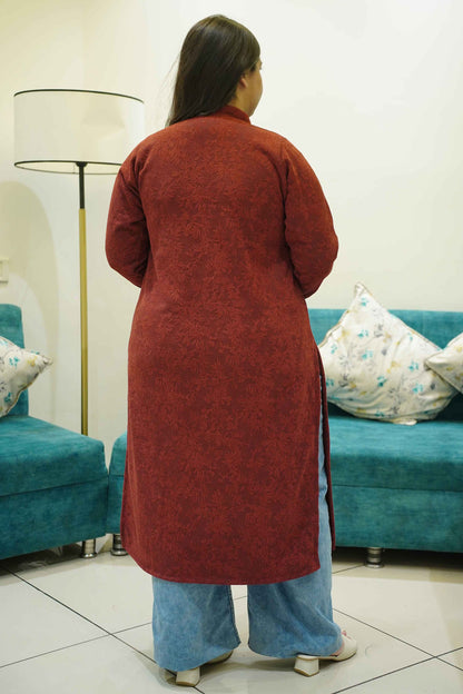 Maroon Hearth Knitted Woollen Kurta