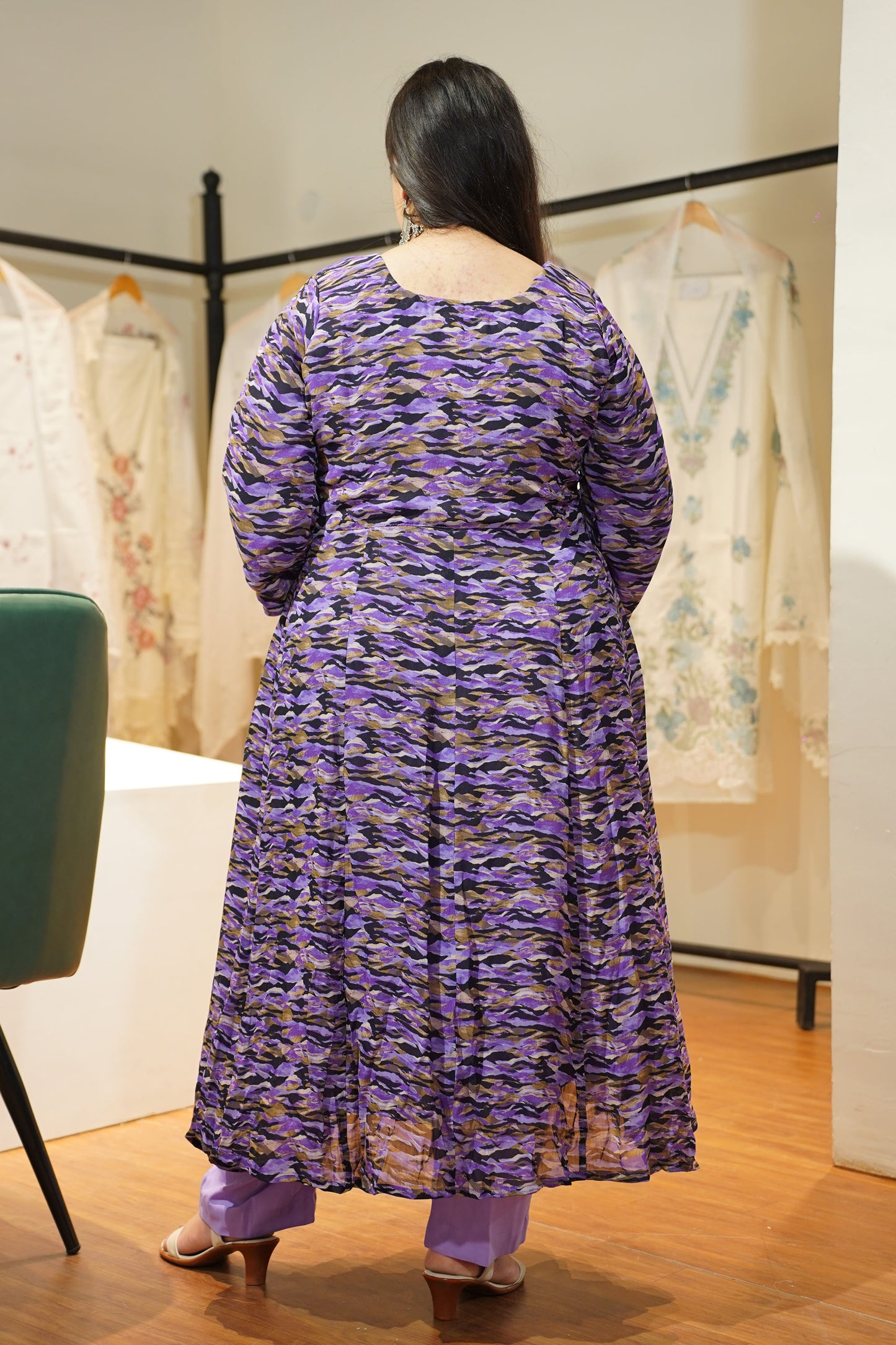 Mauve Gulzar Printed Anarkali Set