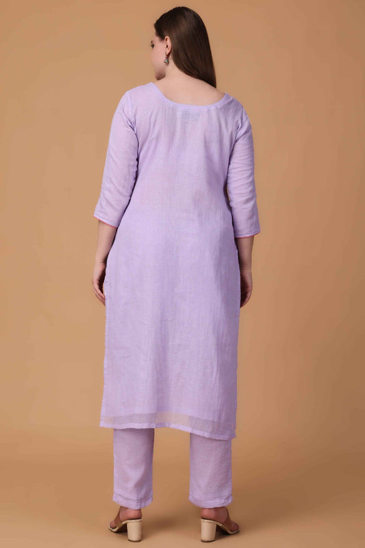 Buy Plus Size ​Mauve Kota Doria Check Kurta At Apella | Sizes XS to 10 XL | India | Free Delivery | Customized