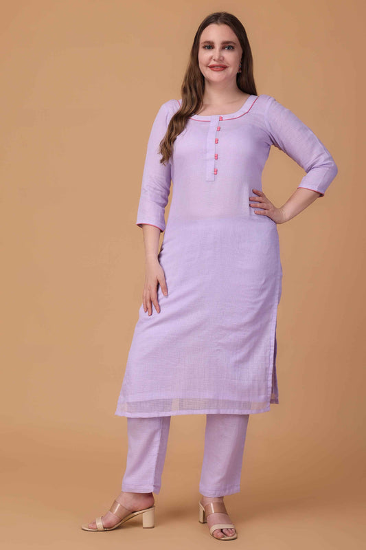 Buy Plus Size ​Mauve Kota Doria Check Suit At Apella | Sizes XS to 10 XL | India | Free Delivery | Customized