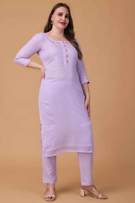 Buy Plus Size ​Mauve Kota Doria Check Kurta At Apella | Sizes XS to 10 XL | India | Free Delivery | Customized