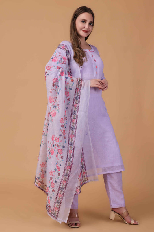 Buy Plus Size ​Mauve Kota Doria Check Suit At Apella | Sizes XS to 10 XL | India | Free Delivery | Customized