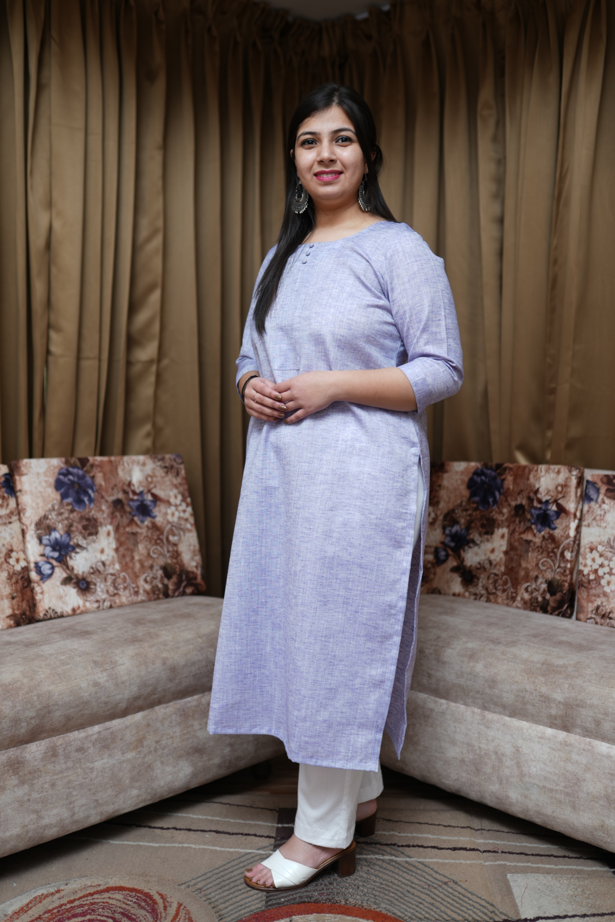 Buy Plus Size ​Mauve Mirage Textured Kurta At Apella | Sizes XS to 10 XL | India | Free Delivery | Customized