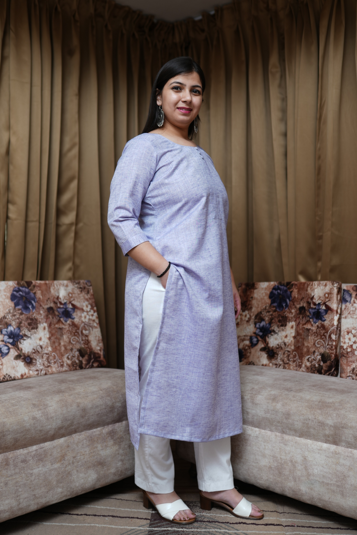 Buy Plus Size ​Mauve Mirage Textured Kurta At Apella | Sizes XS to 10 XL | India | Free Delivery | Customized