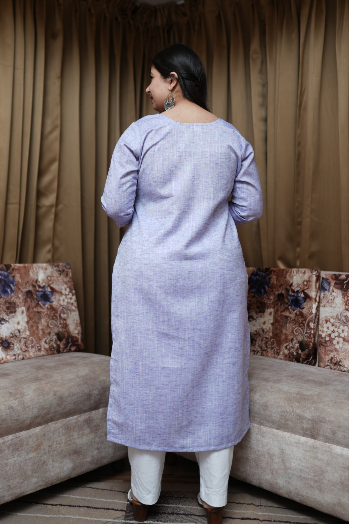 Buy Plus Size ​Mauve Mirage Textured Kurta At Apella | Sizes XS to 10 XL | India | Free Delivery | Customized