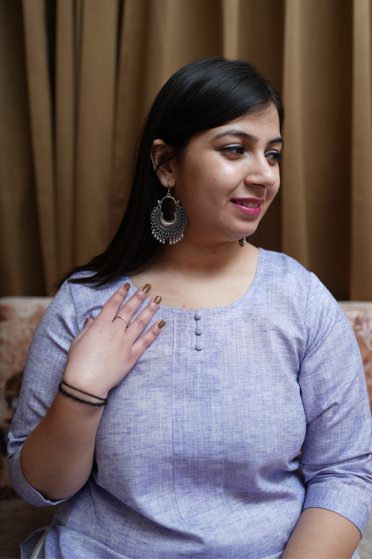Buy Plus Size ​Mauve Mirage Textured Kurta At Apella | Sizes XS to 10 XL | India | Free Delivery | Customized