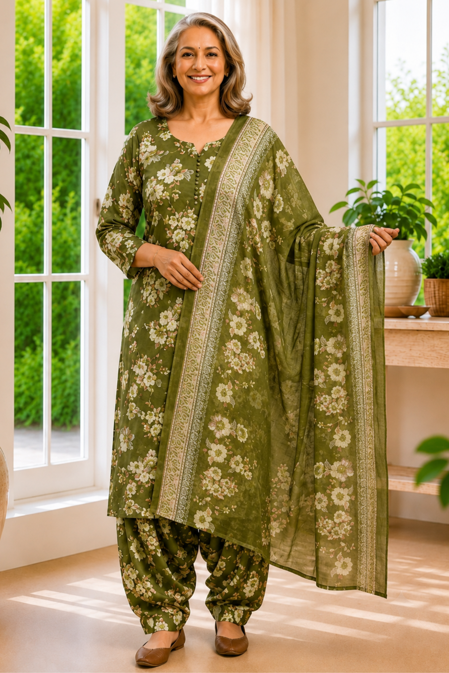 Wild Meadow Foiled Cotton Salwar Suit