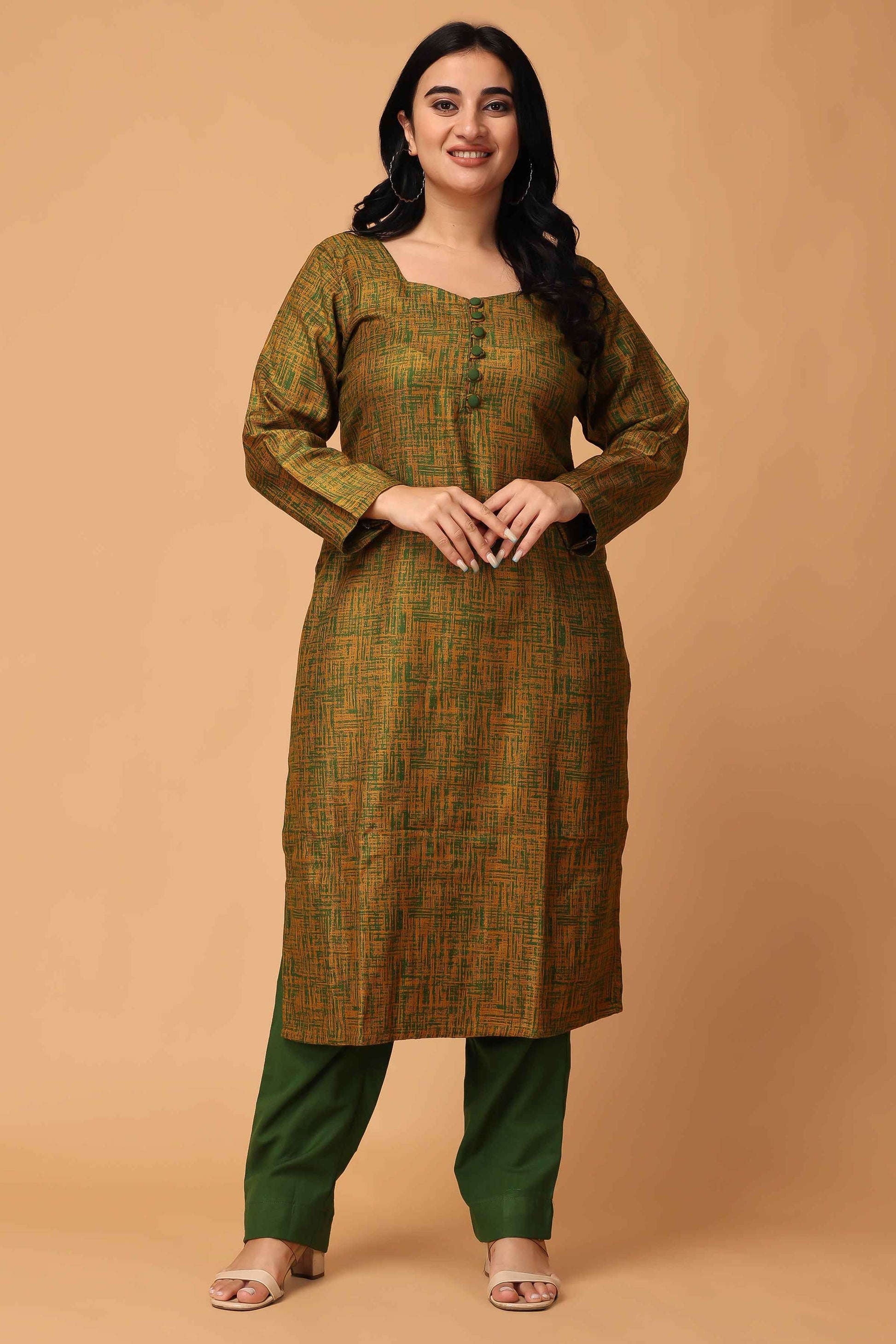 Buy Plus Size ​Sunset Serenade Woollen Kurta Set At Apella | Sizes XS to 10 XL | India | Free Delivery | Customized