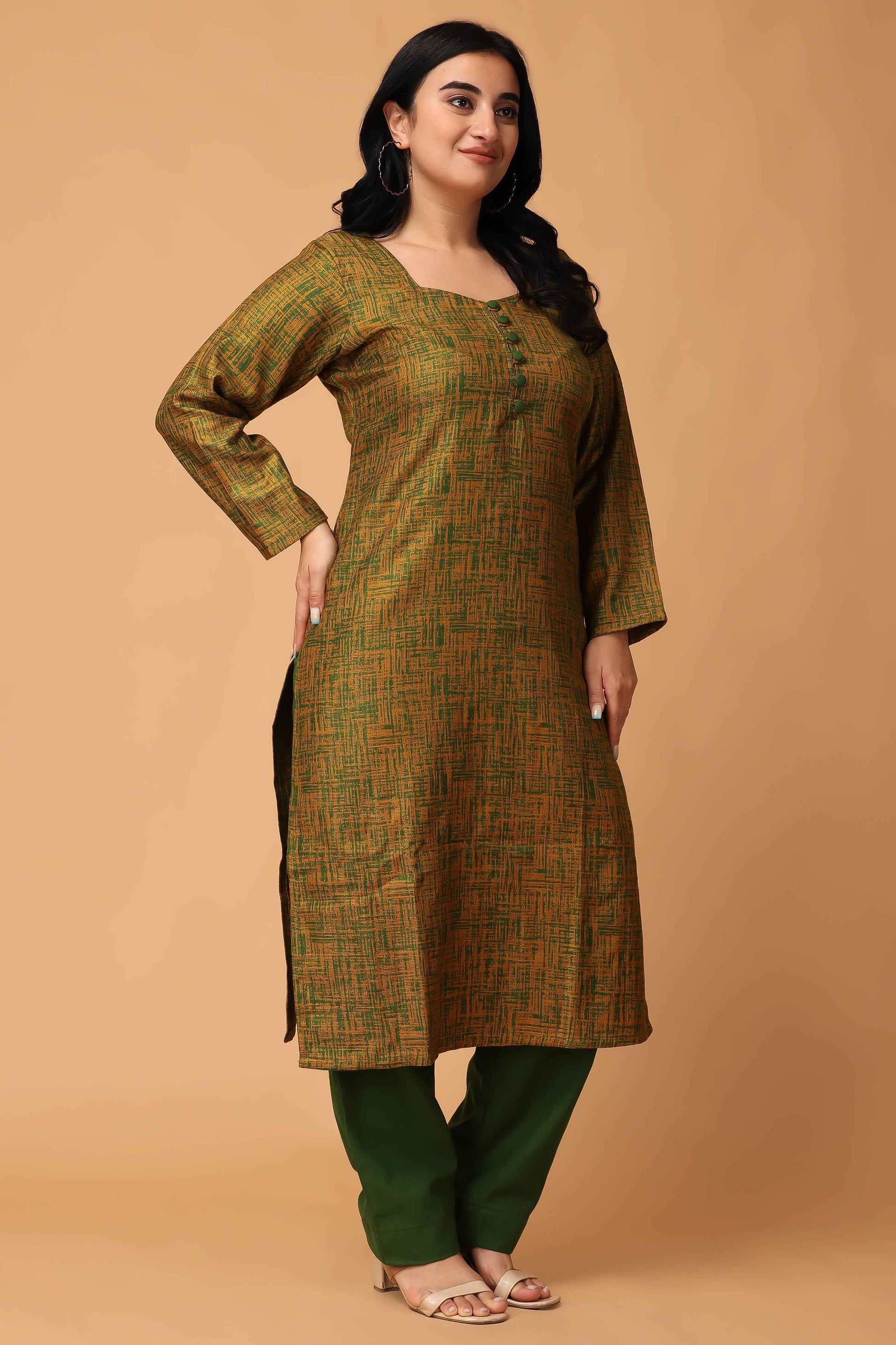 Buy Plus Size ​Sunset Serenade Woollen Kurta Set At Apella | Sizes XS to 10 XL | India | Free Delivery | Customized