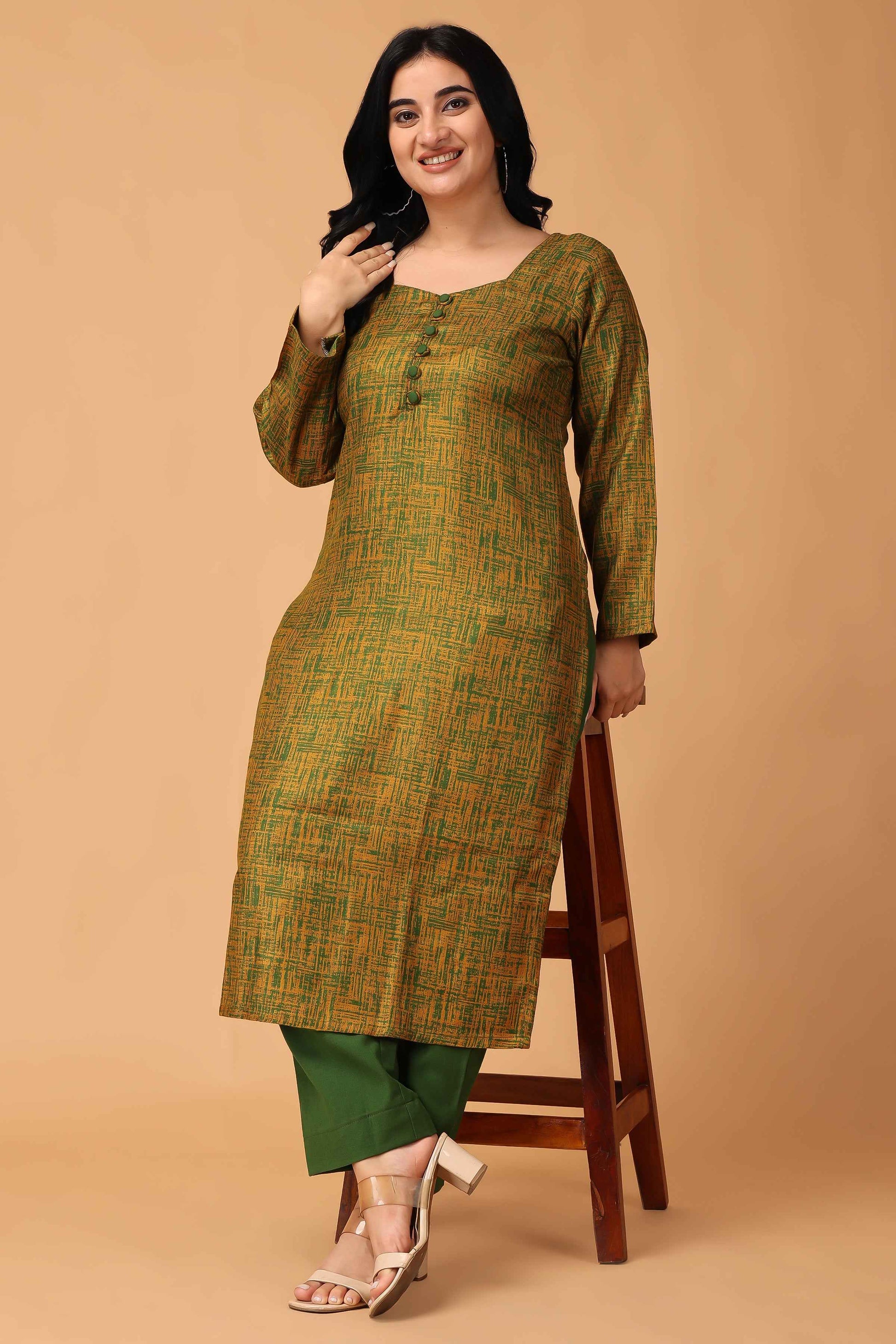 Buy Plus Size ​Sunset Serenade Woollen Kurta Set At Apella | Sizes XS to 10 XL | India | Free Delivery | Customized