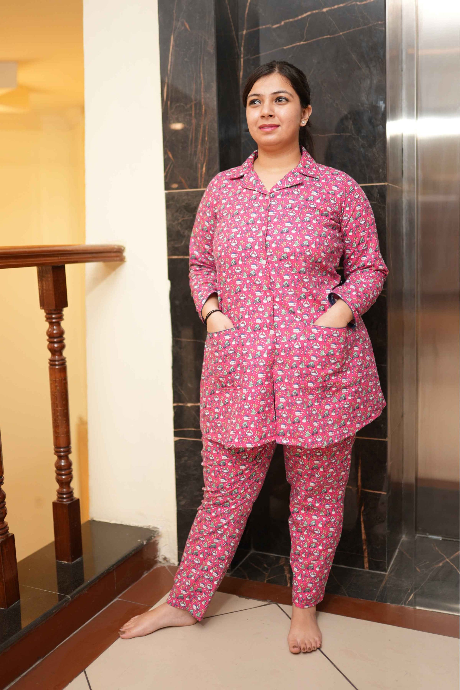 Buy Plus Size ​Merry Berry Woollen Night Suit At Apella | Sizes XS to 10 XL | India | Free Delivery | Customized
