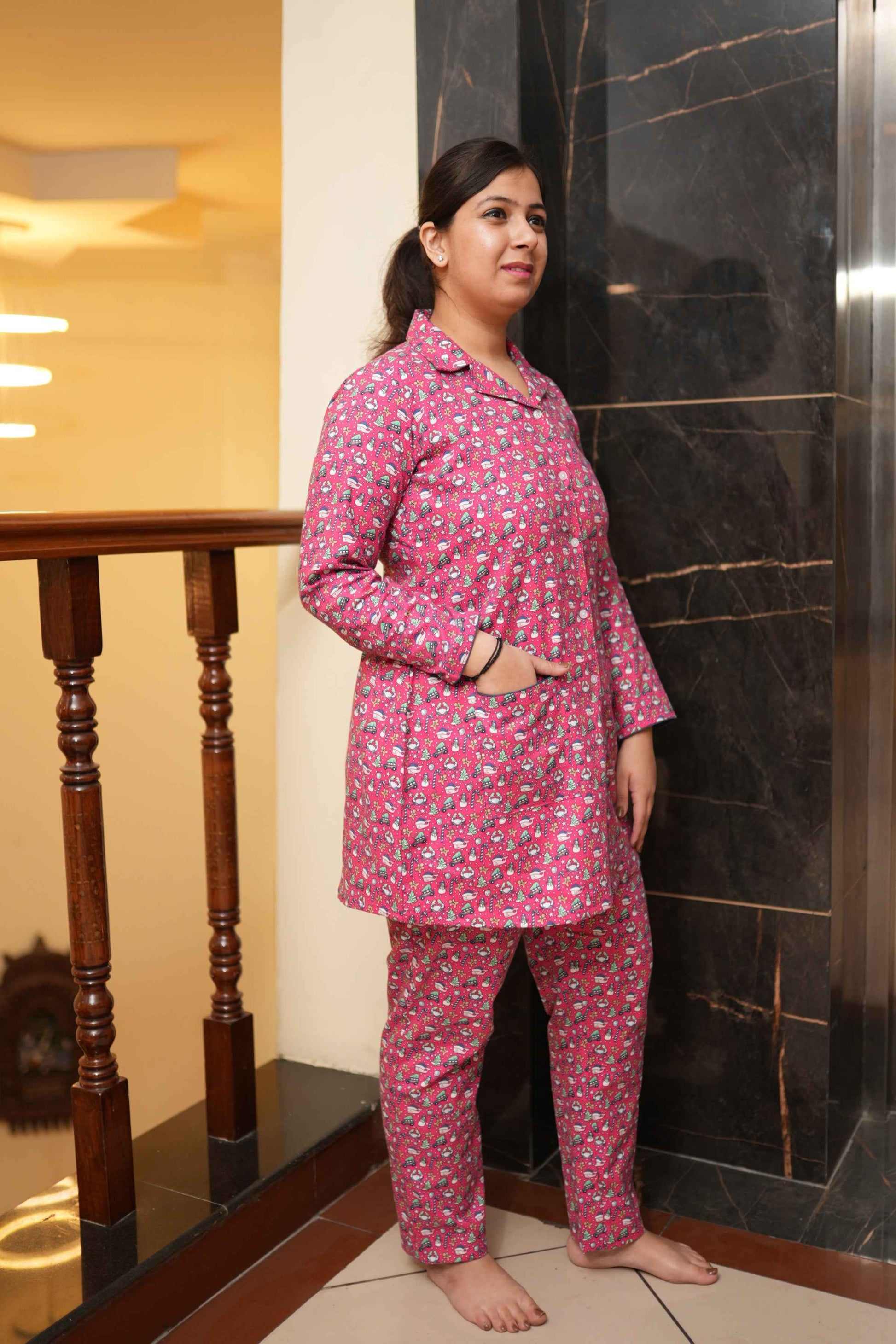 Buy Plus Size ​Merry Berry Woollen Night Suit At Apella | Sizes XS to 10 XL | India | Free Delivery | Customized