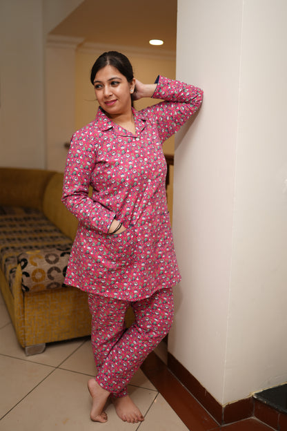 Pink Winter Night Suit For Women