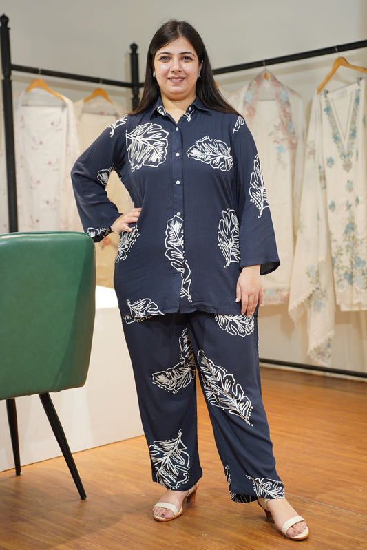 Midnight Breeze Collared Co-ord Set