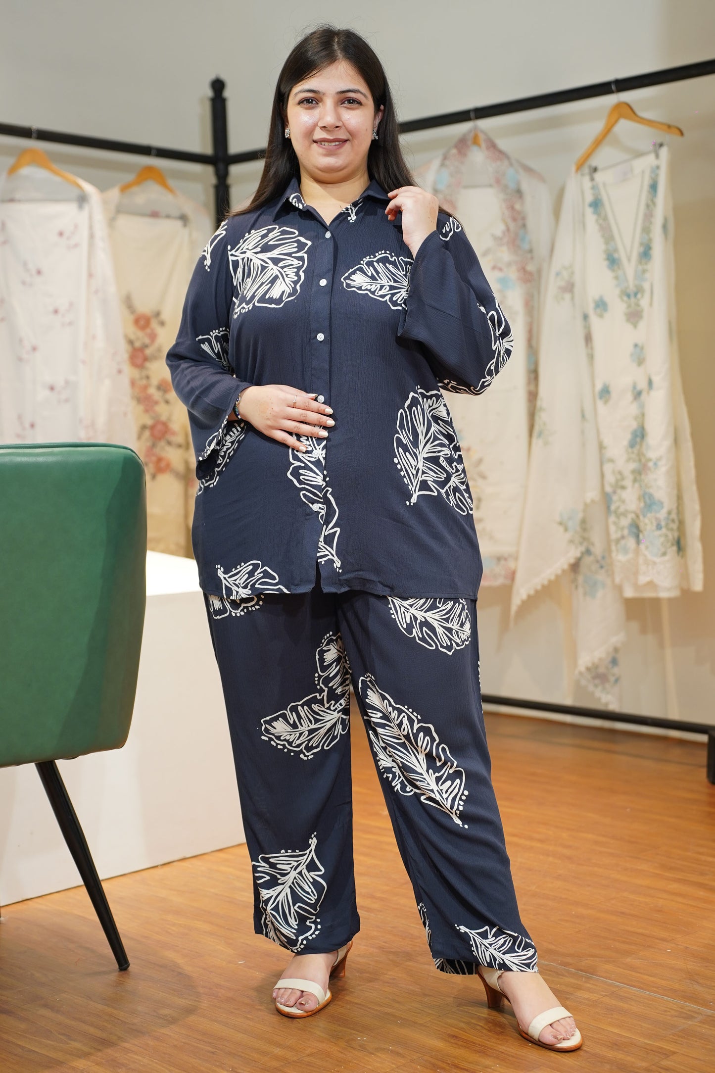 Midnight Breeze Collared Co-ord Set