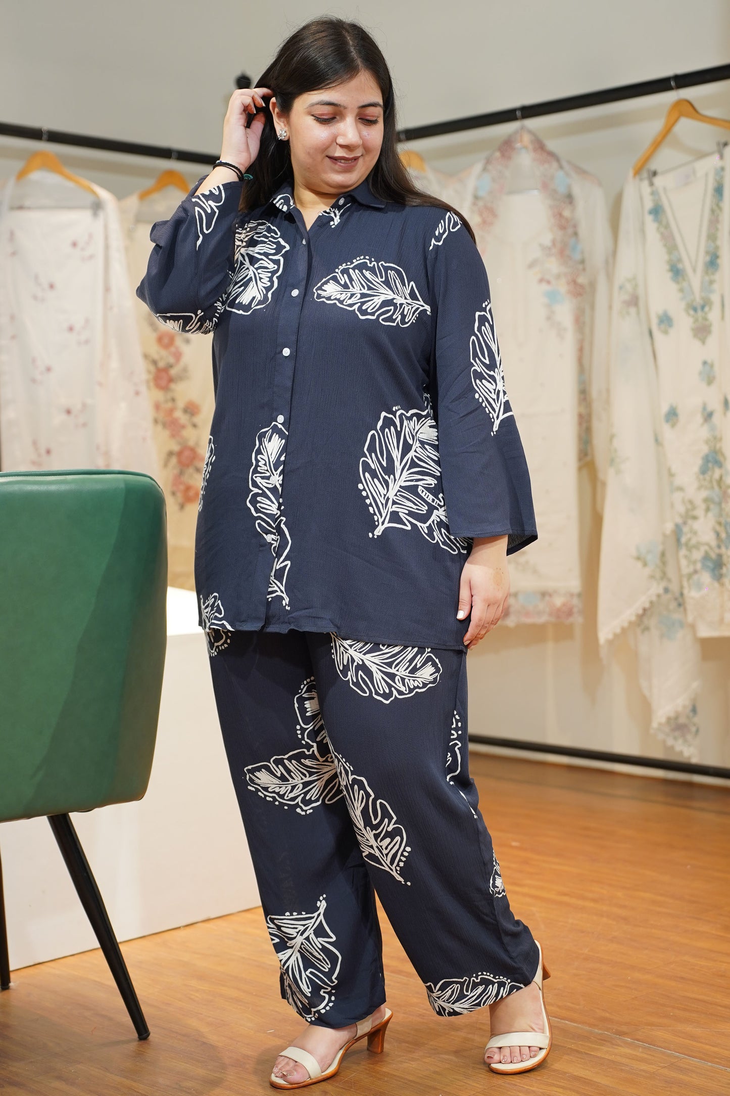 Midnight Breeze Collared Co-ord Set