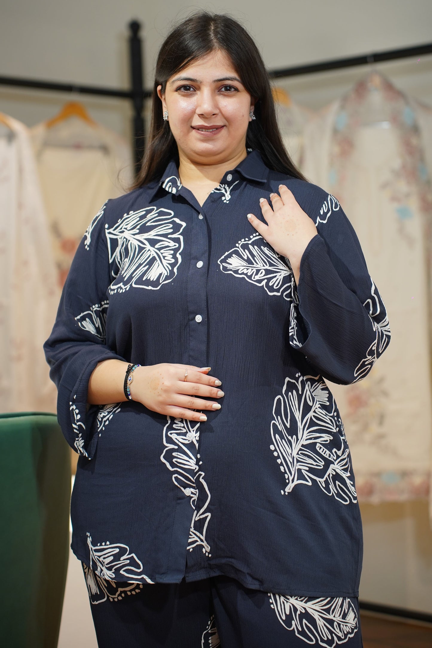 Midnight Breeze Collared Co-ord Set