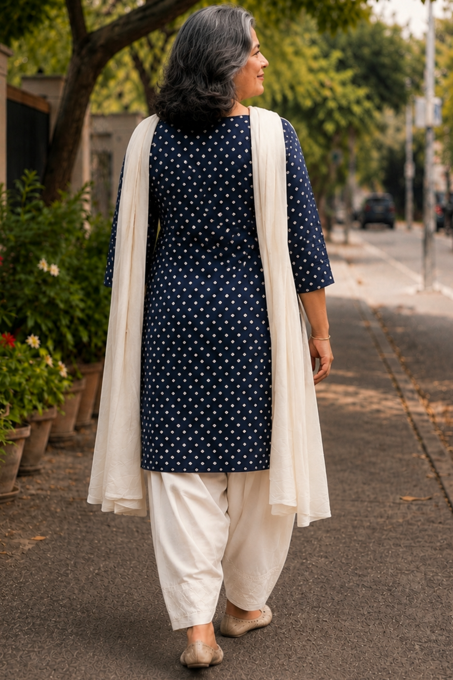 Timeless Indigo Cotton Farshi Suit