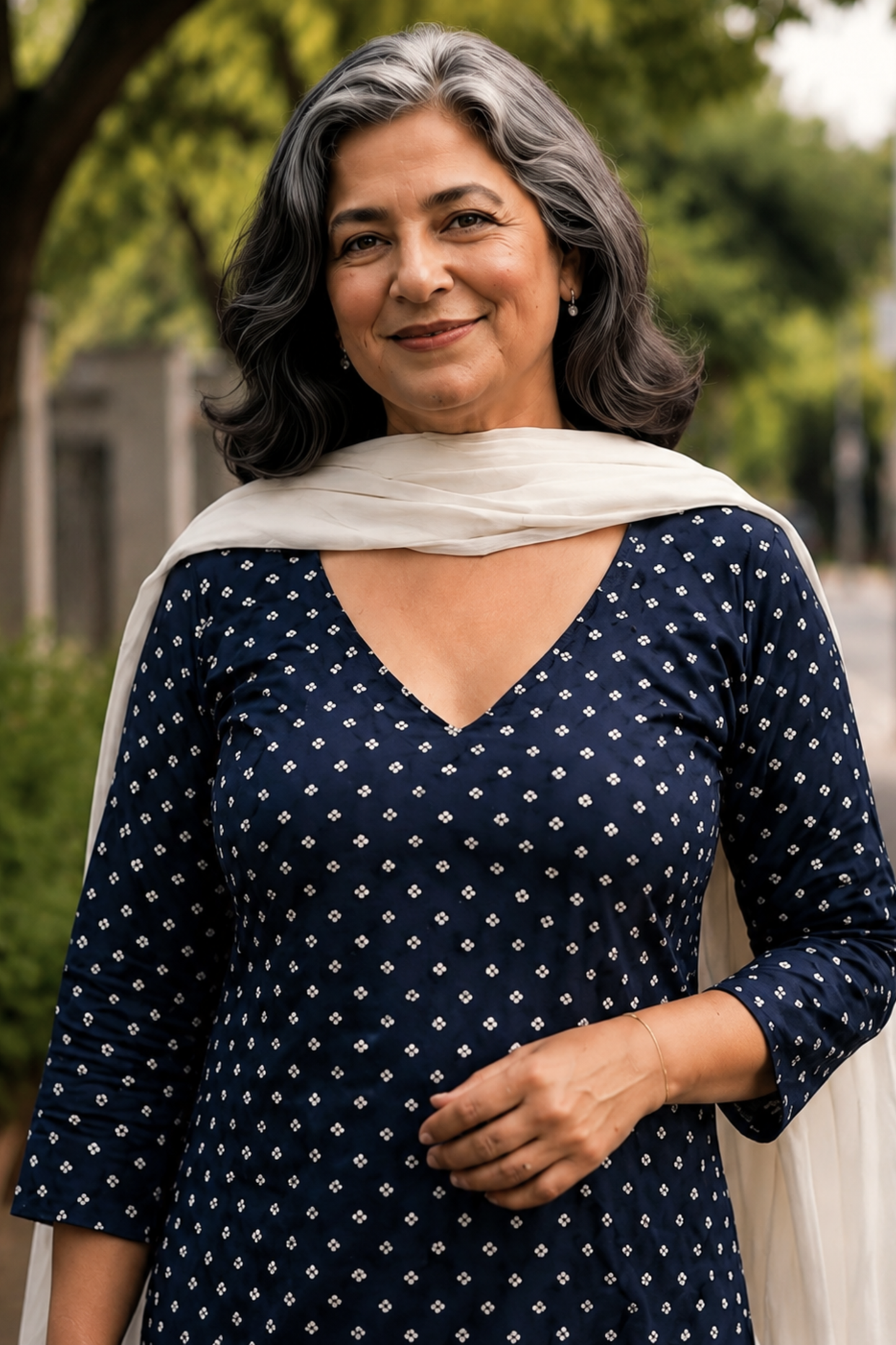 Timeless Indigo Cotton Farshi Suit