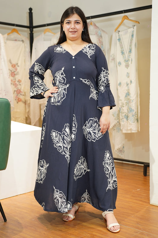 Midnight Breeze Flared Maxi Dress