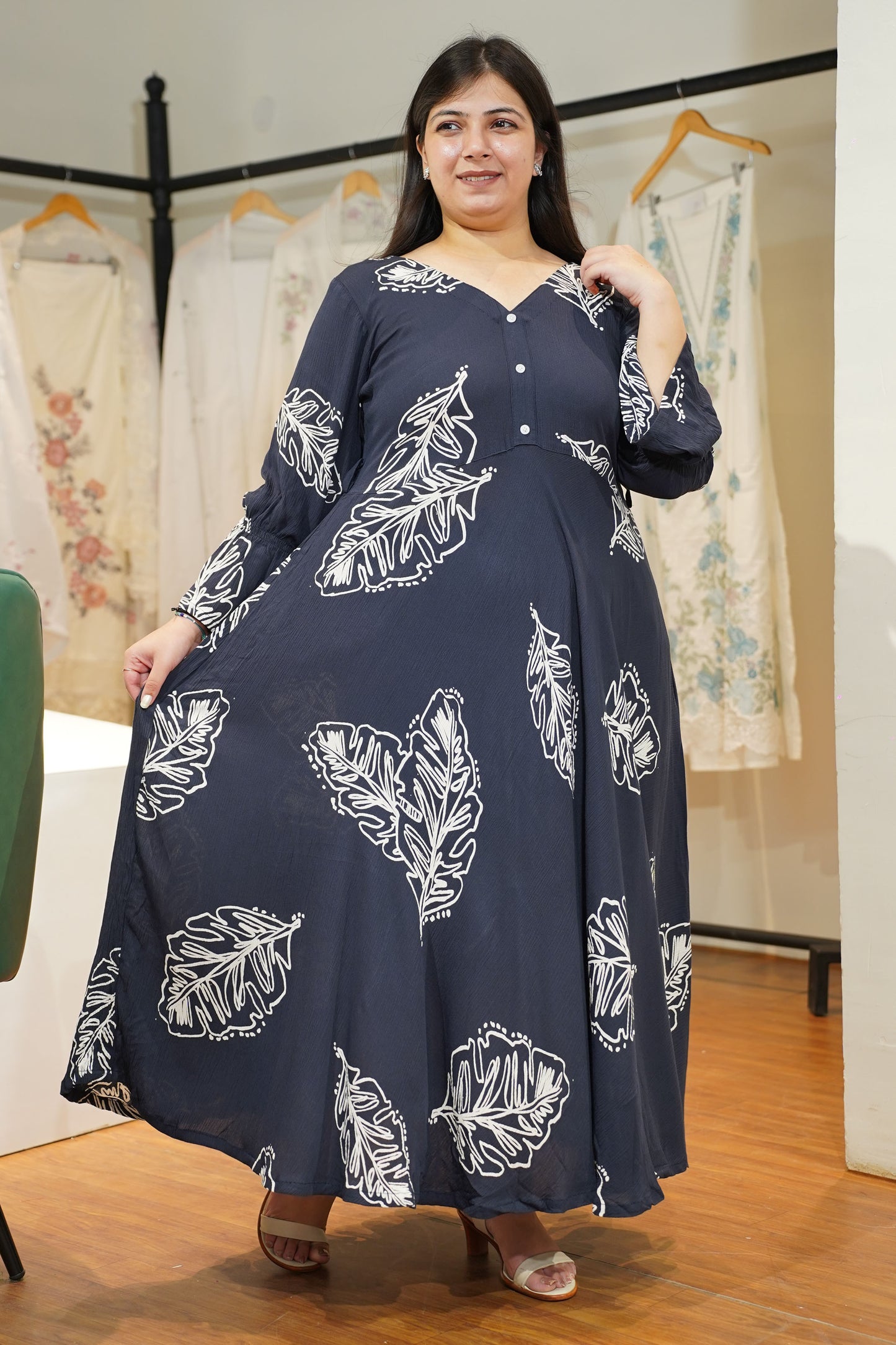 Midnight Breeze Flared Maxi Dress